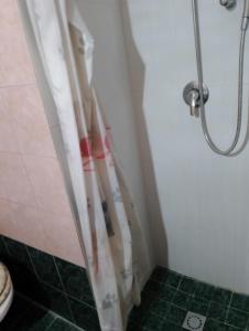 una tenda per la doccia in un bagno con pavimento verde di Porto e MARE a Bisceglie