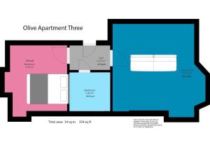Olive Apartment Three By My Getaways في برايتون أند هوف: تخطيط تخطيطي لبيت مكون من ثلاث طوابق