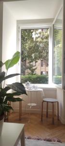 a window in a room with a table and a plant at Maison Dolce Vita in Rome