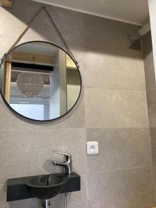 a bathroom with a mirror and a sink at L'Oxalis villa (Le Cocon) in Bullion