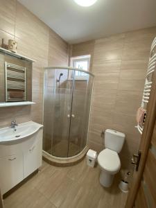 Koupelna v ubytování VÁR-LAK Apartman