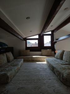 a living room with couches in a room with windows at Cosy house in Alger