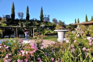 een tuin met twee grote vazen en bloemen bij Capanna Suites in Luia