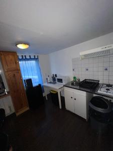 uma pequena cozinha com um lavatório e um fogão em Chez Pierre em Vitry-le-François