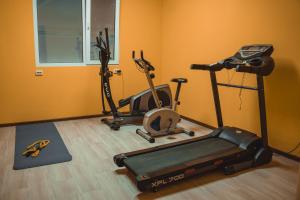 a gym with two exercise bikes in a room at Panorama 
