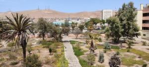 un parque con árboles y plantas en una ciudad en Departamento monoambiente centrico, en Arica