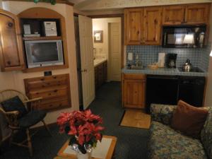 A kitchen or kitchenette at GetAways at Olympic Village Inn