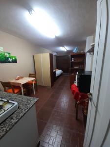 Cette chambre comprend une cuisine, une table et des chaises. dans l'établissement Valentino Apart II, à Jesús María