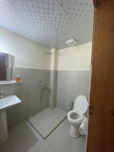 a bathroom with a toilet and a sink at applegardenhunza in Alīābād