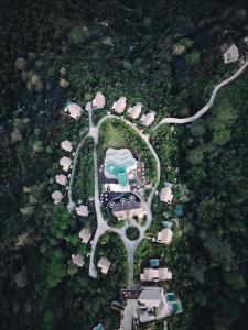 an overhead view of a resort in the forest at Elevate Bali in Munduk