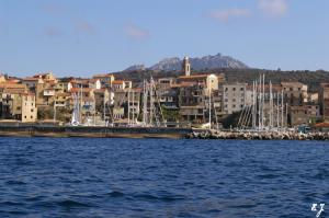a view of a harbor with boats in the water at Casa Erbaggio in Sartène
