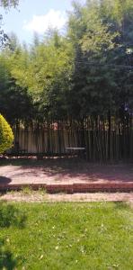a park with a fence and a bench and trees at Fabulous guest house in Pietermaritzburg