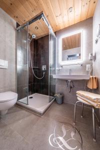 倫格里斯的住宿－LandererMühle，带淋浴、卫生间和盥洗盆的浴室