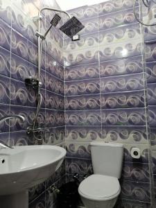 La salle de bains est pourvue de toilettes et d'un lavabo. dans l'établissement Zohra Guest House, à Assouan
