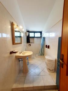 a bathroom with a sink and a shower at Casa vacanze Nietta in Cala Liberotto