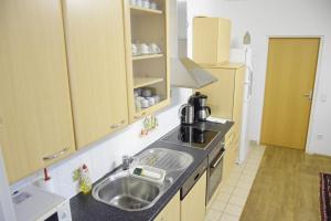 a kitchen with a sink and a counter top at 100qm comfort, family-friendly and top located in Guntramsdorf
