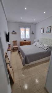 ein Schlafzimmer mit einem Bett, einem Schreibtisch und einem Fernseher in der Unterkunft casa luxury 2 nudista in Vera + 36 Fotos