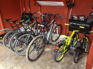 a group of bikes parked next to each other at Tunturihuvila III in Vuontisjärvi