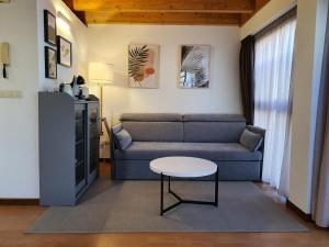 sala de estar con sofá y mesa en Apartamentos Ciudad Santiago, en Santiago de Compostela