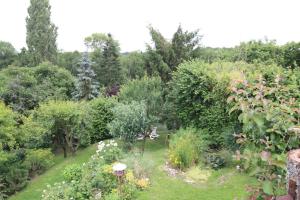 un jardín con árboles, arbustos y flores en La Maréchalerie, en Monthodon