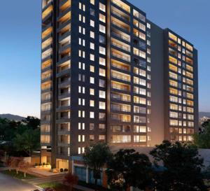 a rendering of a tall building with lights on at Departamento Ejecutivo Concepción in Concepción