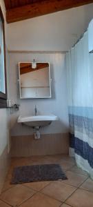 uma casa de banho com um lavatório e um espelho em Il Ghiandolino em Imola