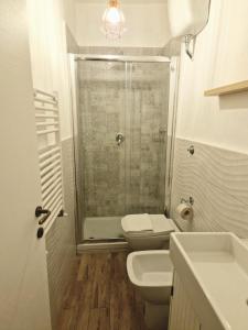 ein Bad mit einer Dusche, einem WC und einem Waschbecken in der Unterkunft Livia s Charming House in Trevignano Romano