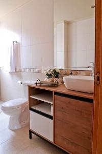 a bathroom with a sink and a toilet at Urbión Etxea in Viana