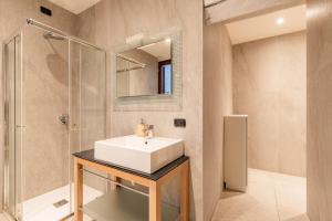 bagno con lavandino e doccia di Brera Flat Near Duomo a Milano