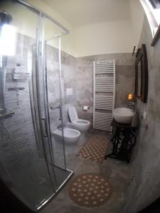 a bathroom with a shower and a toilet and a sink at Affittacamere B&B Caorso in Caorso