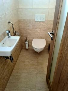 Rekreačný dom Flóra ll في فيلكي ميدير: حمام مع مرحاض ومغسلة