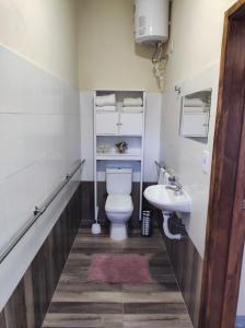 uma casa de banho com um WC e um lavatório em Casita de Piedra 10 em Trinidad