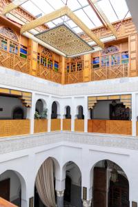 a view of the main hall of the building at Riad El Yacout in Fès