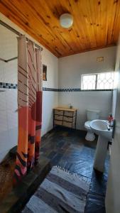 y baño con lavabo y aseo. en Artist Villa in a Beautiful Yard en Chilanga