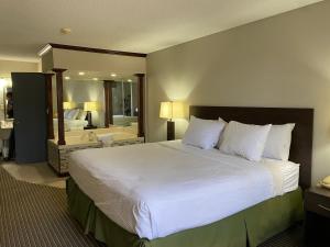 a bedroom with a large bed and a large mirror at Days Inn by Wyndham Perryville in Perryville