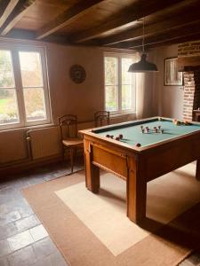 a living room with a pool table in it at Den Haegepreeck in Horebeke