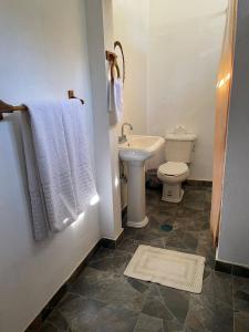 een badkamer met een toilet en een wastafel bij Casa Agua 