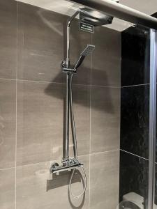 a shower with a shower head in a bathroom at 021- Two bedrooms in Ealing 2 in Ealing