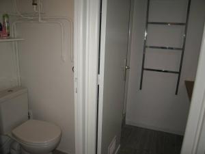 mała łazienka z toaletą i prysznicem w obiekcie Appartement T2 rénové, 4 couchages, parking, face plage, centre de Saint-Cyprien - FR-1-106-74 w mieście Saint-Cyprien