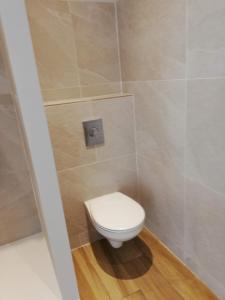 a bathroom with a white toilet in a shower stall at Villa les Lys 2 in La Seyne-sur-Mer