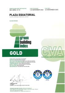 a brochure for a green building music gold and logos at EQ Kuala Lumpur in Kuala Lumpur