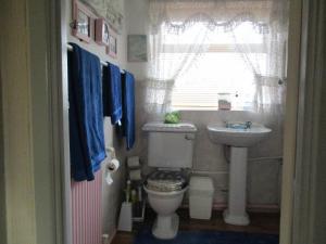 a small bathroom with a toilet and a sink at SUPER SINGLE ROOM in Cardiff