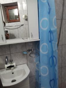 y baño con lavabo y espejo. en Kuća za odmor na Tisi - Vila Vetrenjača, en Čurug