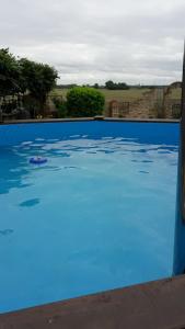 a large blue swimming pool with blue water at Auszeit-Schoenenwalde in Papenhagen