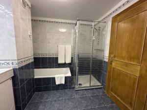 een badkamer met een douche en een bad bij All Warmth - Colinas do Lido in Funchal