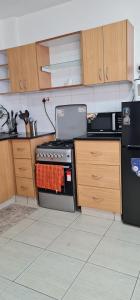 a kitchen with a stove and a refrigerator at Eagle nest 2 in Nairobi