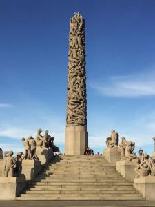 a monument with a statue on top of a staircase at smart Studio Apartment 3 mins from Vigeland park in Oslo