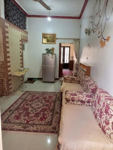 een woonkamer met banken en een koelkast bij NUBA ONe in Aswan