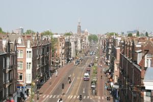 a view of a city street with buildings at Hotel Larende in Amsterdam