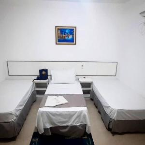 a hospital room with two beds and a picture on the wall at HOTEL CUCA FRESCA - COTIA in Cotia
